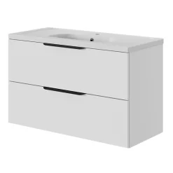 Plan Simple Vasque|GoodHome Plan vasque l.100,6 x H.12,3 x P.45,2 cm, en céramique blanche, levanna