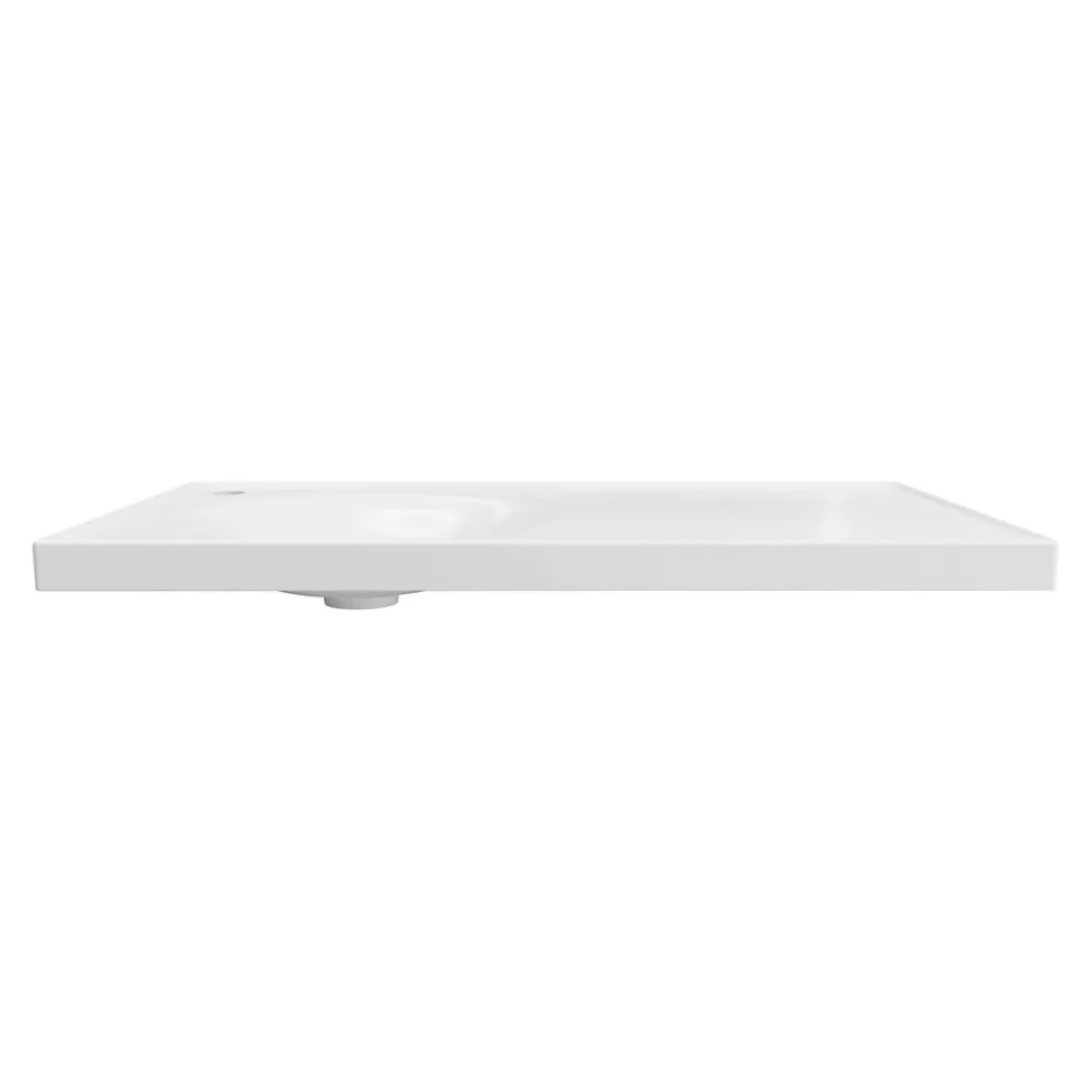 GoodHome Plan vasque l.80 x P.45 cm en céramique avec plage de dépose à droite, blanc, Kentia