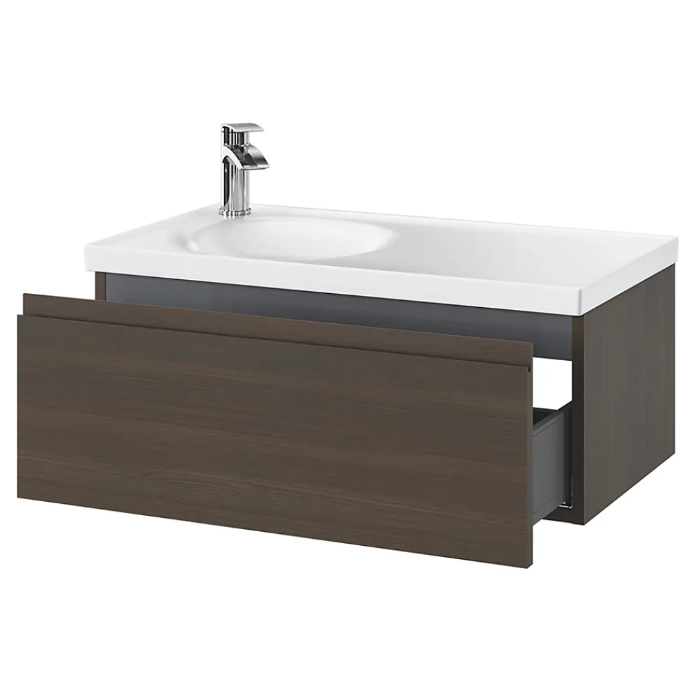GoodHome Plan vasque l.80 x P.45 cm en céramique avec plage de dépose à droite, blanc, Kentia