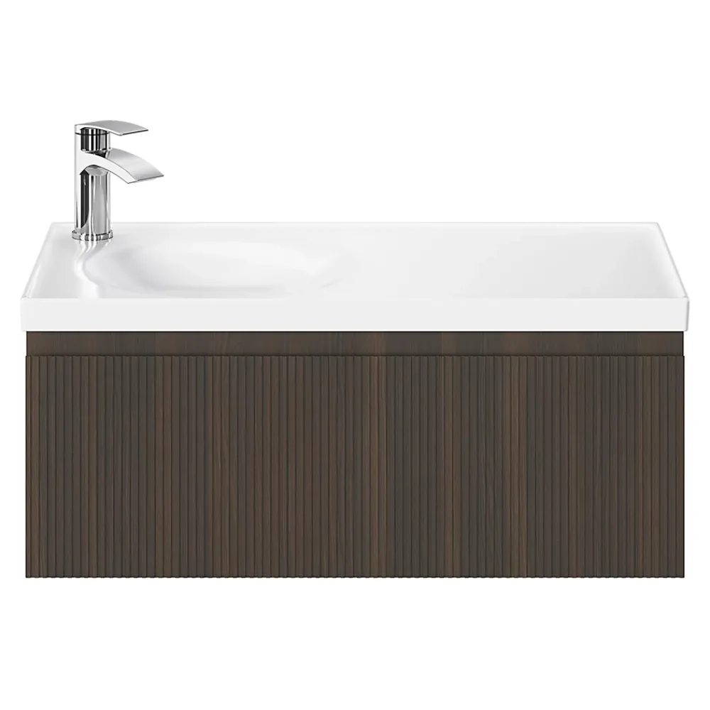 GoodHome Plan vasque l.80 x P.45 cm en céramique avec plage de dépose à droite, blanc, Kentia