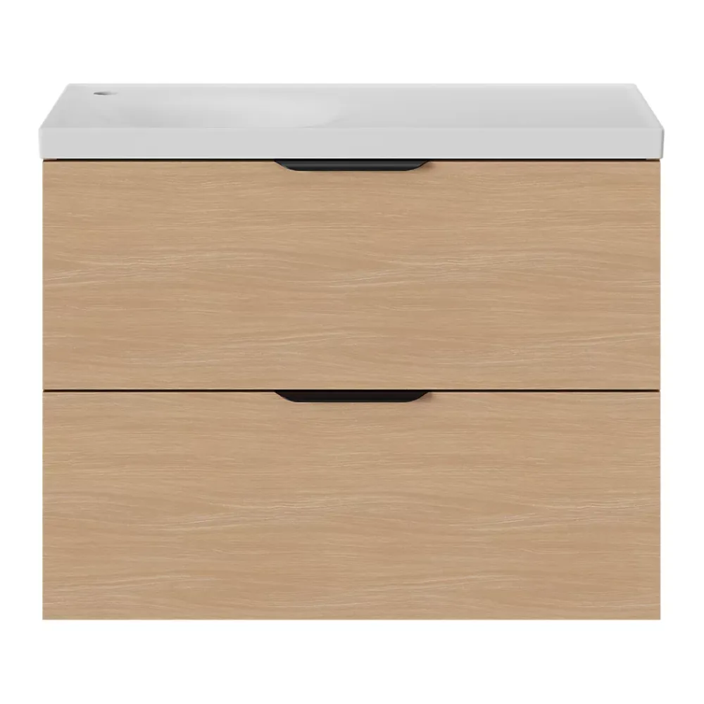 GoodHome Plan vasque l.80 x P.45 cm en céramique avec plage de dépose à droite, blanc, Kentia