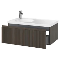 GoodHome Plan vasque l.80 x P.45 cm en céramique avec plage de dépose à droite, blanc, Kentia