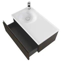 GoodHome Plan vasque l.80 x P.45 cm en céramique avec plage de dépose à droite, blanc, Kentia