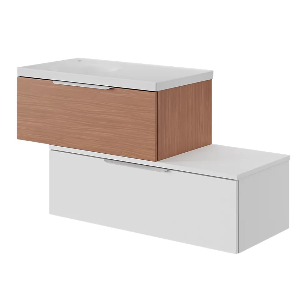 GoodHome Plan vasque l.80 x P.45 cm en céramique avec plage de dépose à droite, blanc, Kentia