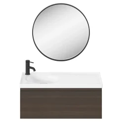 GoodHome Plan vasque l.80 x P.45 cm en céramique avec plage de dépose à droite, blanc, Kentia
