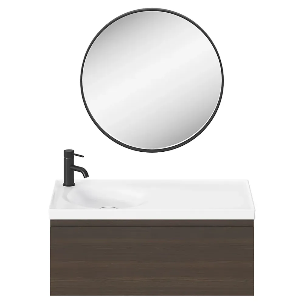 GoodHome Plan vasque l.80 x P.45 cm en céramique avec plage de dépose à droite, blanc, Kentia