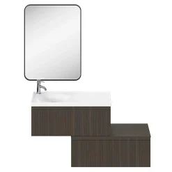GoodHome Plan vasque l.80 x P.45 cm en céramique avec plage de dépose à droite, blanc, Kentia