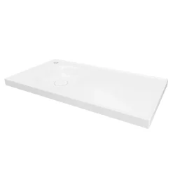 GoodHome Plan vasque l.80 x P.45 cm en céramique avec plage de dépose à droite, blanc, Kentia