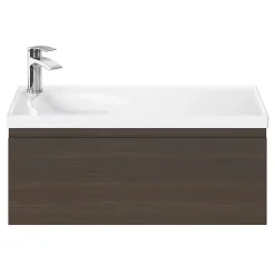 GoodHome Plan vasque l.80 x P.45 cm en céramique avec plage de dépose à droite, blanc, Kentia