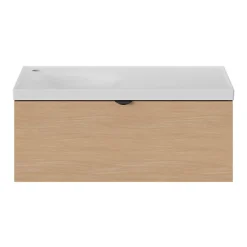 GoodHome Plan vasque l.80 x P.45 cm en céramique avec plage de dépose à droite, blanc, Kentia