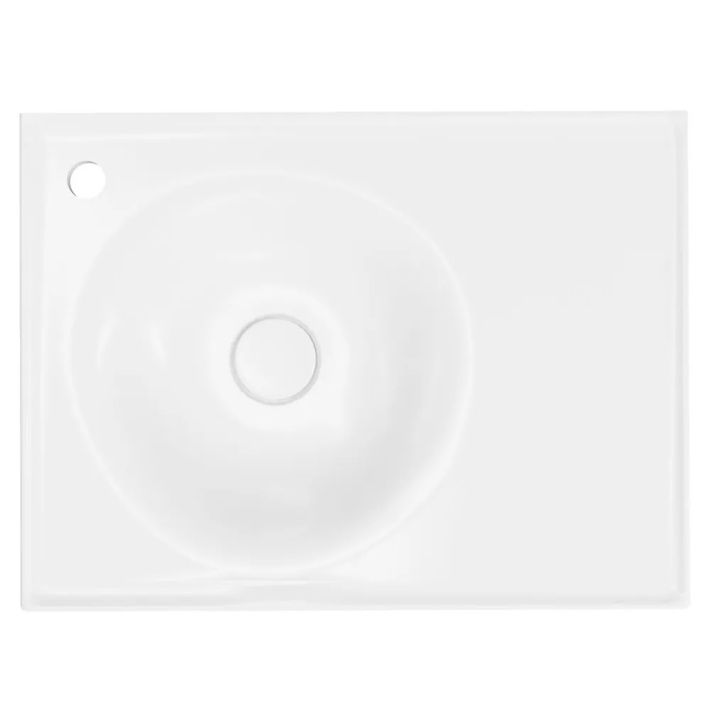 Plan Simple Vasque|GoodHome Plan vasque l.60 x P.45 cm en céramique avec plage de dépose à droite, blanc, Kentia