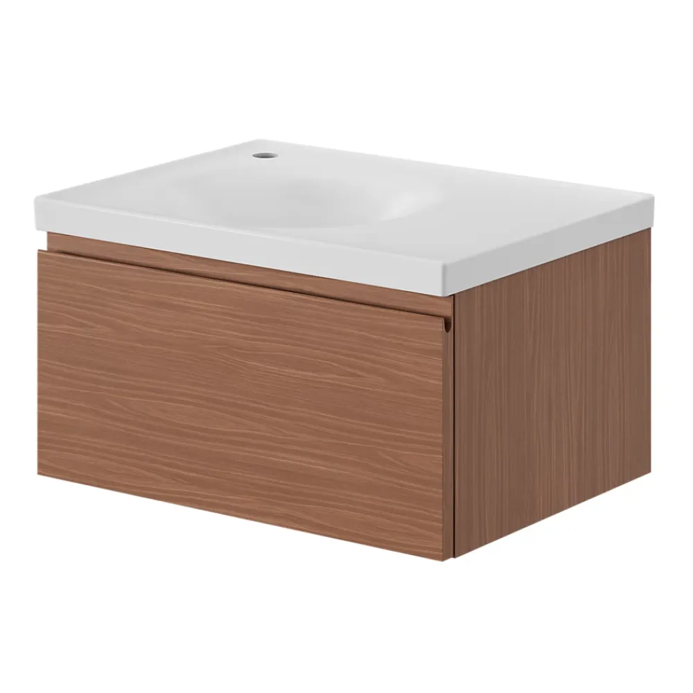 Plan Simple Vasque|GoodHome Plan vasque l.60 x P.45 cm en céramique avec plage de dépose à droite, blanc, Kentia