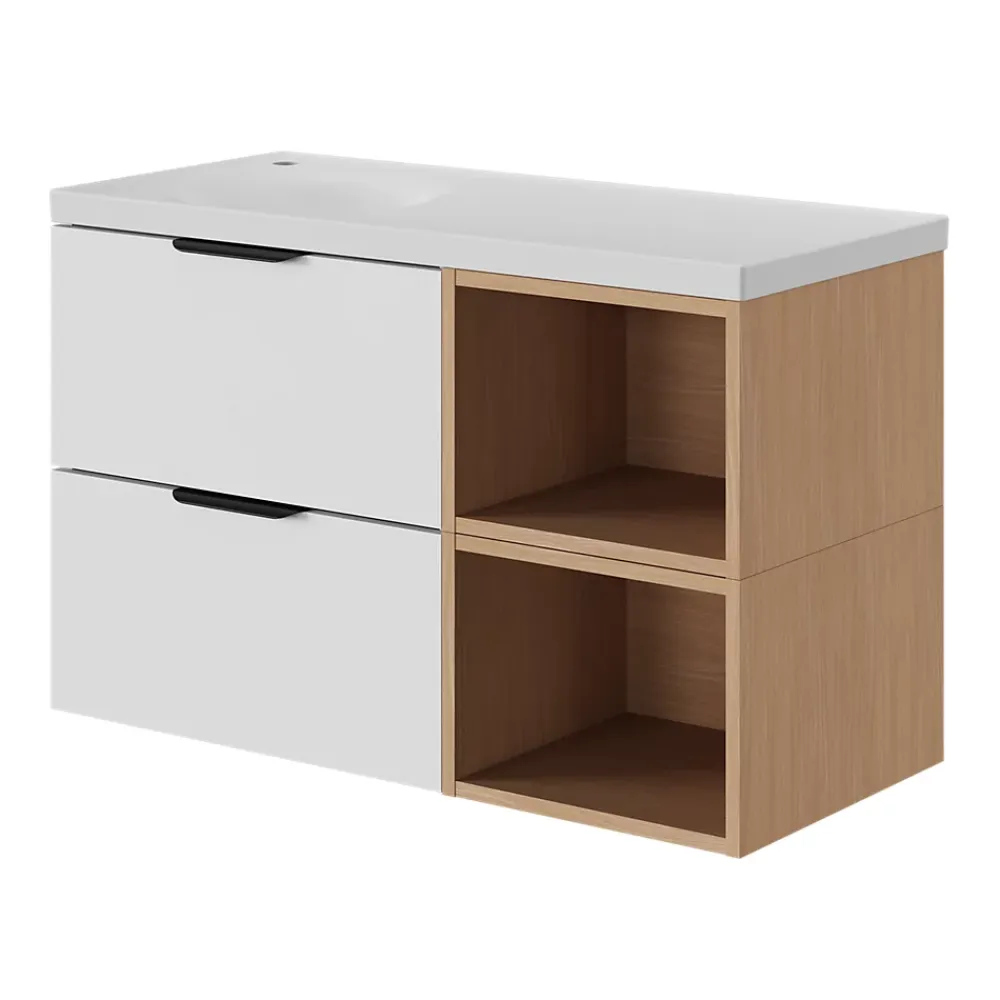 Plan Simple Vasque|GoodHome Plan vasque l.60 x P.45 cm en céramique avec plage de dépose à droite, blanc, Kentia