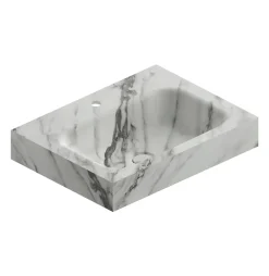 Plan Simple Vasque|Ipiemme SRL Plan vasque L.60 x P.45,3 x H.10 cm, finition blanc veiné, Stonetec