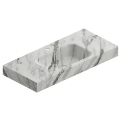 Ipiemme SRL Plan vasque L.100 x P.45,3 x H.10 cm, finition blanc veiné, Stonetec