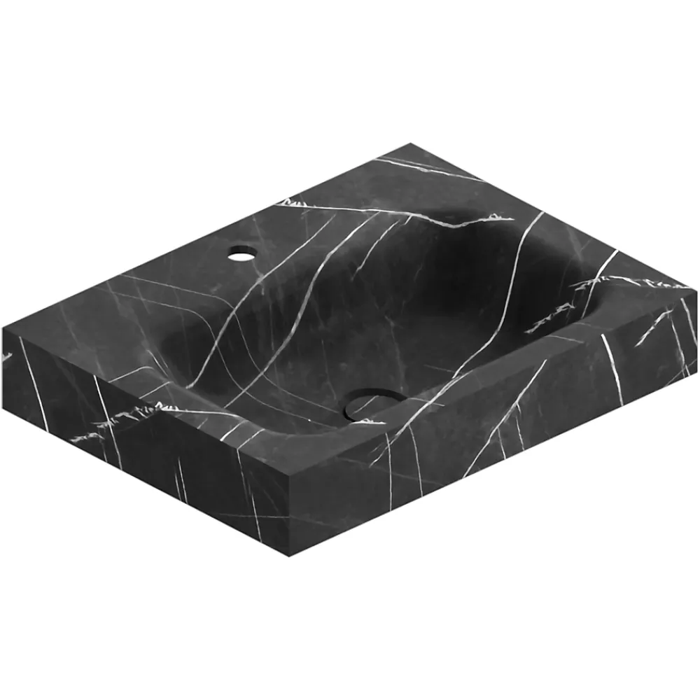 Plan Simple Vasque|Ipiemme SRL Plan vasque L.60 x P.45,3 x H.10 cm, finition noir veiné, Stonetec