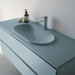 Poalgi Plan vasque lavabo résine Wraitom 100x46 cm vert liquen série Bül