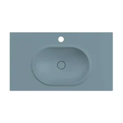 Poalgi Plan vasque lavabo résine Wraitom 80x46 cm vert liquen série Bül