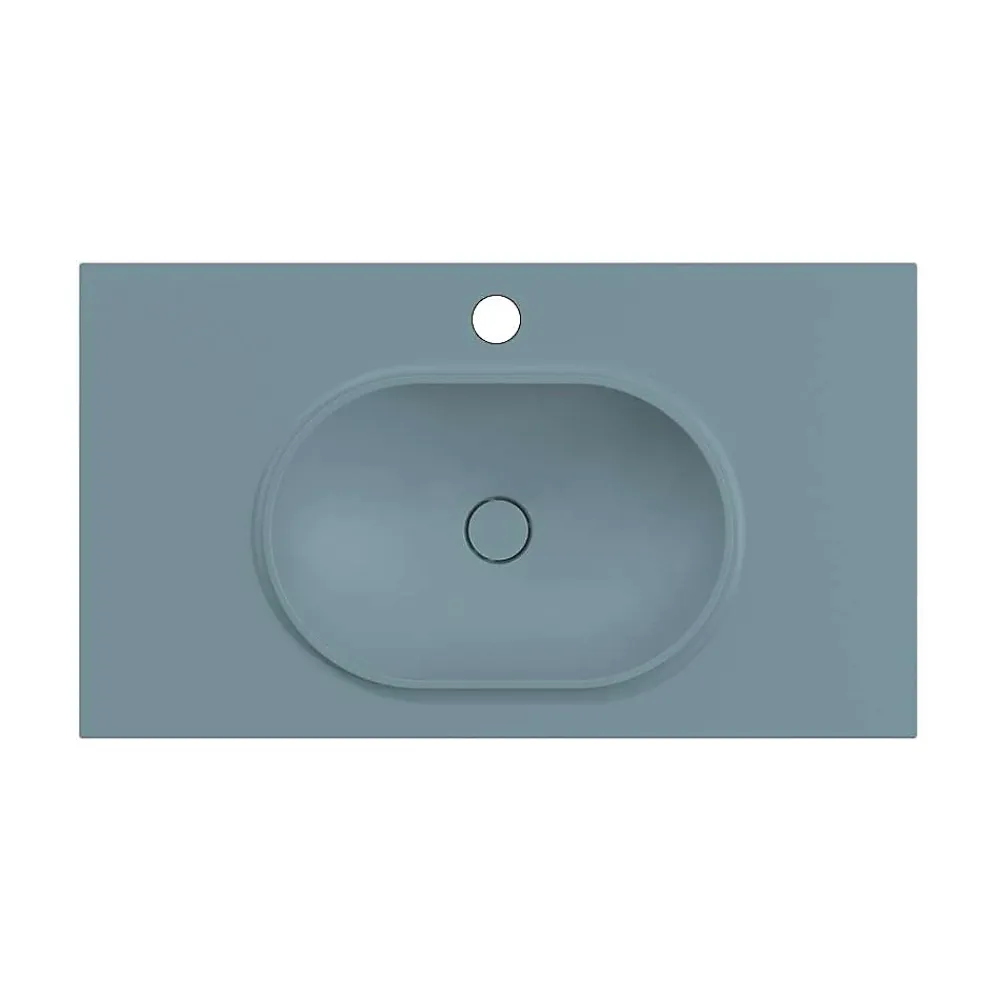 Poalgi Plan vasque lavabo résine Wraitom 80x46 cm vert liquen série Bül