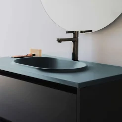 Poalgi Plan vasque lavabo résine Wraitom 80x46 cm vert liquen série Bül