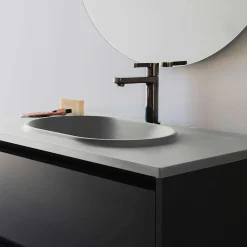 Poalgi Plan vasque lavabo résine Wraitom 100x46 cm gris humo série Bül
