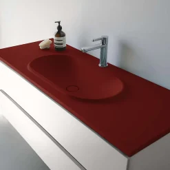 Plan Simple Vasque|Poalgi Plan vasque lavabo résine Wraitom 80x46 cm rouge tassili série Bül
