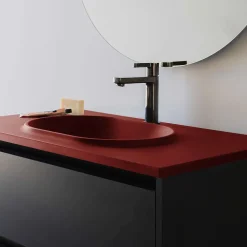 Plan Simple Vasque|Poalgi Plan vasque lavabo résine Wraitom 80x46 cm rouge tassili série Bül