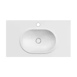 Poalgi Plan vasque lavabo résine Wraitom 100x46 cm blanc série Bül