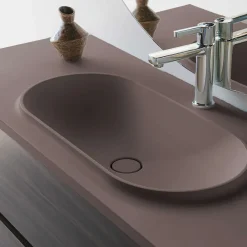 Plan Simple Vasque|Poalgi Plan vasque lavabo résine Wraitom 120x46 cm marron tundra série Bül