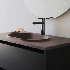 Plan Simple Vasque|Poalgi Plan vasque lavabo résine Wraitom 120x46 cm marron tundra série Bül