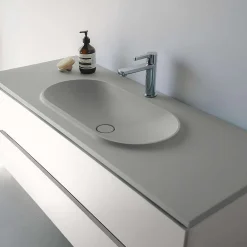 Poalgi Plan vasque lavabo résine Wraitom 120x46 cm gris humo série Bül