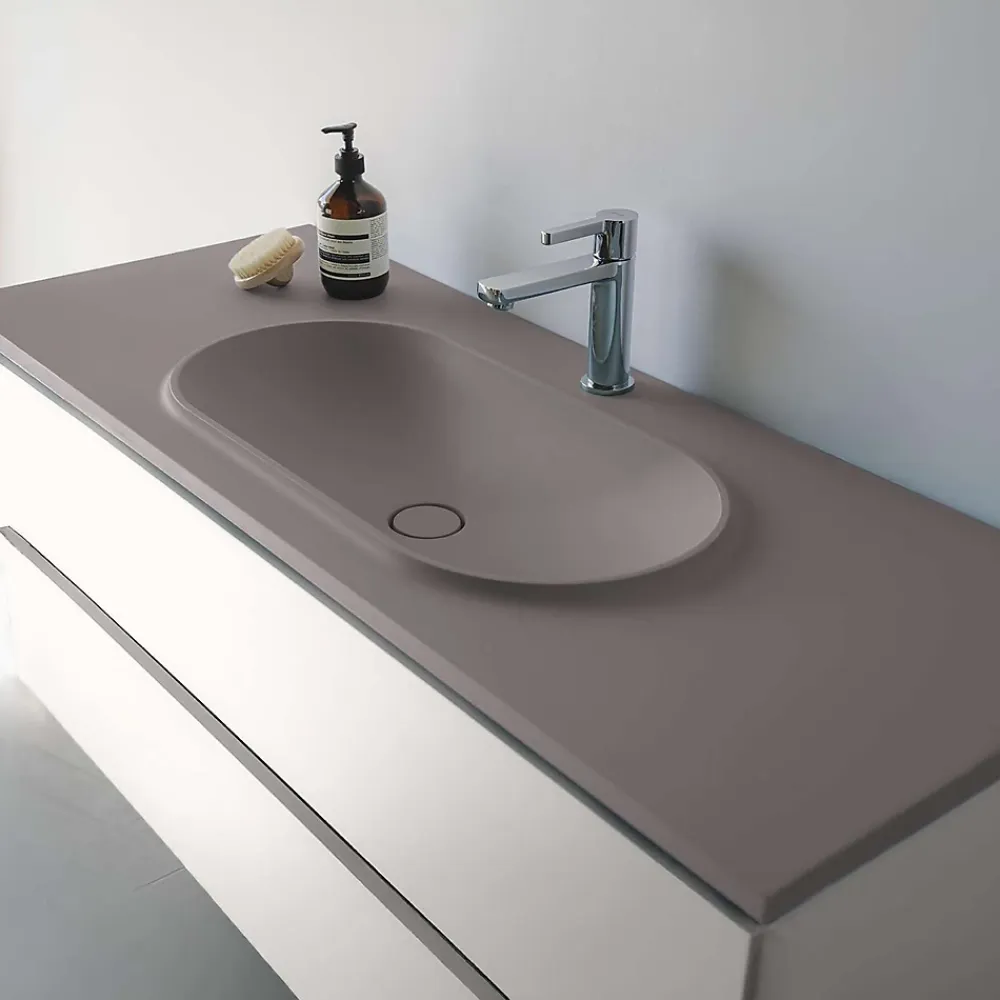 Plan Simple Vasque|Poalgi Plan vasque lavabo résine Wraitom 120x46 cm gris concret série Bül
