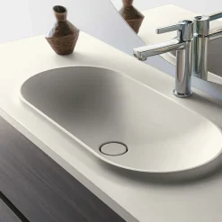 Plan Simple Vasque|Poalgi Plan vasque lavabo résine Wraitom 80x46 cm blanc marfil série Bül