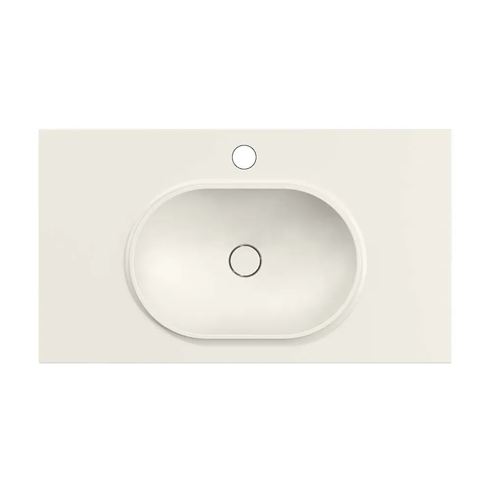 Plan Simple Vasque|Poalgi Plan vasque lavabo résine Wraitom 80x46 cm blanc marfil série Bül