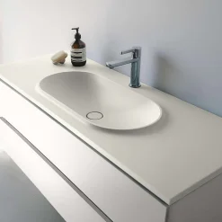Plan Simple Vasque|Poalgi Plan vasque lavabo résine Wraitom 80x46 cm blanc marfil série Bül