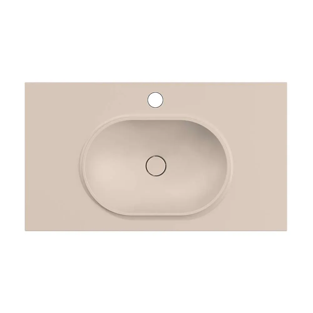 Poalgi Plan vasque lavabo résine Wraitom 80x46 cm blanc perle série Bül