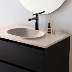 Poalgi Plan vasque lavabo résine Wraitom 80x46 cm blanc perle série Bül
