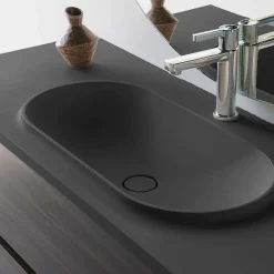 Plan Simple Vasque|Poalgi Plan vasque lavabo résine Wraitom 120x46 cm noir antracita série Bül