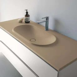 Poalgi Plan vasque lavabo résine Wraitom 80x46 cm beige albero série Bül