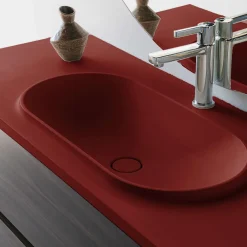 Plan Simple Vasque|Poalgi Plan vasque lavabo résine Wraitom 100x46 cm rouge tassili série Bül