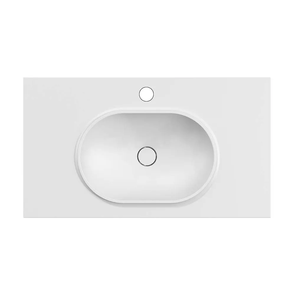 Poalgi Plan vasque lavabo résine Wraitom 80x46 cm blanc série Bül