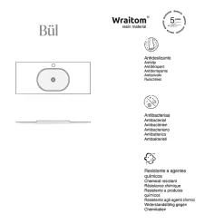 Poalgi Plan vasque lavabo résine Wraitom 80x46 cm blanc série Bül
