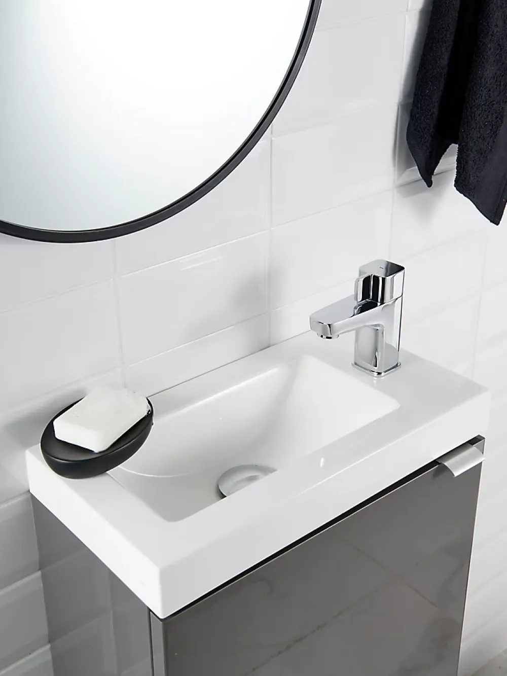 GoodHome Plan vasque lave-mains blanc en résine, Beni