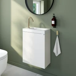 GoodHome Plan vasque lave-mains blanc en résine, Beni
