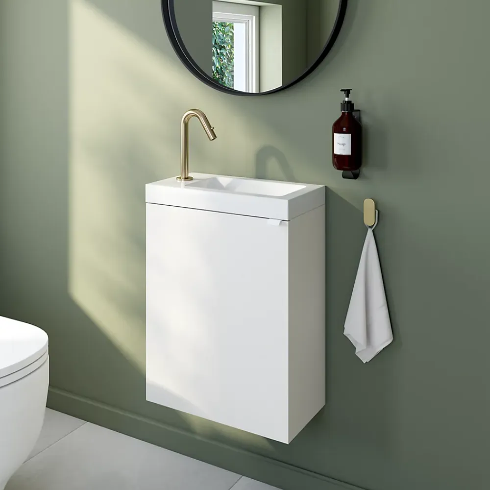GoodHome Plan vasque lave-mains blanc en résine, Beni