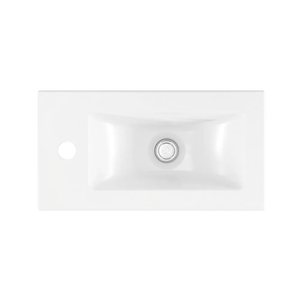 GoodHome Plan vasque lave-mains en céramique blanche l.44,4 x H.13 x P.23,5 cm Nira