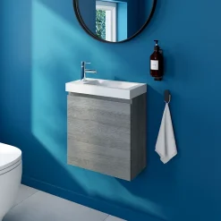 GoodHome Plan vasque lave-mains en céramique blanche l.44,4 x H.13 x P.23,5 cm Nira