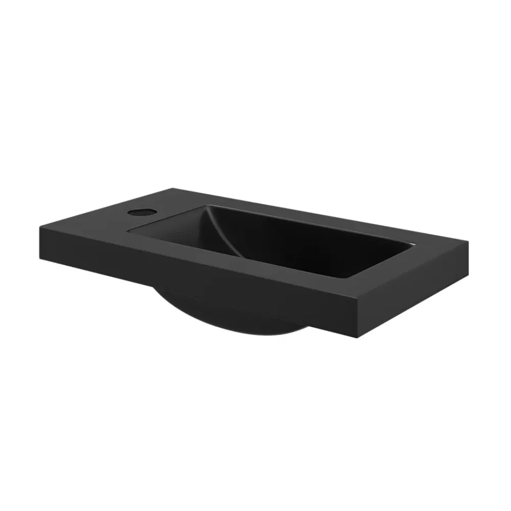 GoodHome Plan vasque lave-mains en résine noire l.44,2 x H.9,9 x P.23,2 cm Beni