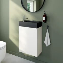 GoodHome Plan vasque lave-mains en résine noire l.44,2 x H.9,9 x P.23,2 cm Beni