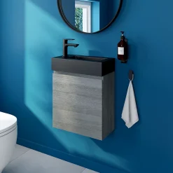 GoodHome Plan vasque lave-mains en résine noire l.44,2 x H.9,9 x P.23,2 cm Beni